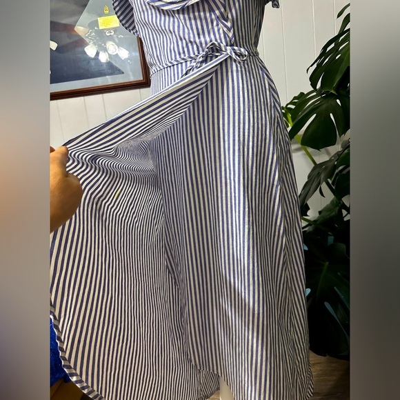 🛍️a new day white,blue-striped ruffle slip dress size XS stretch - Picture 6 of 9